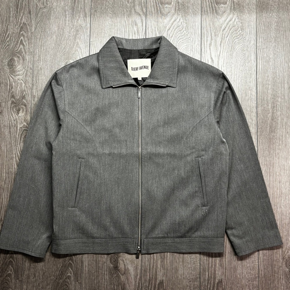 Djerf Avenue Grey Marl Zip Up Jacket Women XL Minimalist DA Logo Portugal